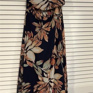 Lulu's Black and Beige Leaf Print Maxi Dress